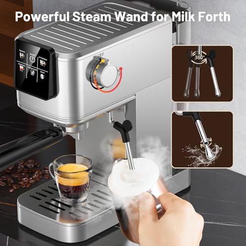 Image of KEENSTAR - 20 bar espresso machine with hot and fast cold beer, stainless steel coffee maker, coffee maker with milk frother, touch screen with water tank for