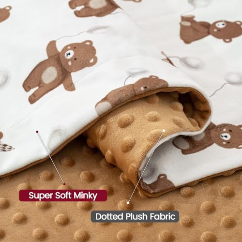 Image of PHF Minky Baby Blanket, 40x50 Inches Soft Double Layer Baby Blankets with Dotted Backing, Receiving Blanket Bed Throws for Newborn, Infant, Babies, Teddy Bear