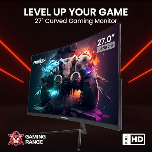 Image of FRONTECH 27-Inch (68.58 cm) Curved Gaming LED Monitor, Full HD 1080p, 120Hz Refresh Rate, RGB Lights, HDMI & VGA Dual Input, Wall Mountable, 3 Years Warranty (MON-0053A)