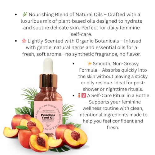 Image of Peach Yoni Oil for Women - Feminine Intimate Oil for pH Balance, Ingrown Hairs & Moisturizing - Sweet Scented Natural for Daily Feminine Care Scented NOT Flavored