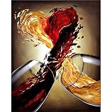 5D DIY Diamod Paninting Kit Complet,L'amour du vin rouge Broderie Diamant Peinture Numero Adulte/Enfants,Diamant Painting Canevas Kits,Strass Broderie Maison Décoration Murale Salon Chambre 30x40cm