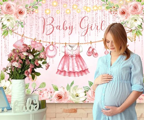 Fondo Photográfico Baby Shower Rosa Floral 7x5ft miniatura 2