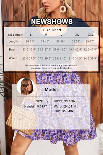 Image of Newshows Women's 2026 Summer Casual Square Neck Ruffle A Line Beach Vacation Sundress Work Business Dress with Pockets