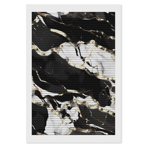 Peinture diamant noire et blanche motif marbre DIY pour déco murale