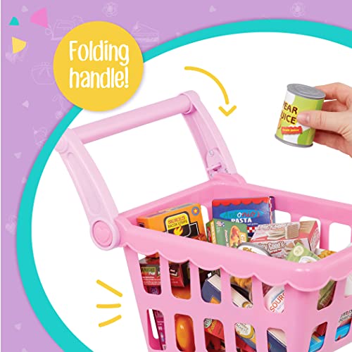 Play Circle By Battat – Pink Shopping Day Grocery Cart – Toy Shopping Cart With Pretend Play Food Items – Realistic Kitchen Accessories For Kids Ages 3 And Up (30 Pieces) #TOP3