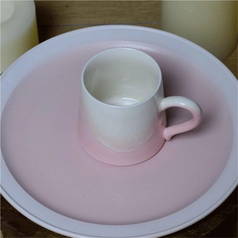 Tazas Taza Artesanal de transformación Horno, Juego 1 Taza café Rosa ámbar, Capacidad 325 ml, Ideal for Regalar en Pareja o niña Tazas de Café