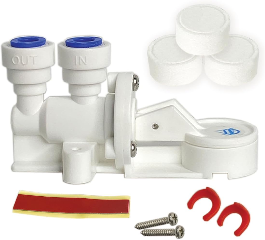 1/4", 3/8", or High Flow Leak Stop Valve, Automatic Water Shut Off Valve, Leak Detector, Leak Protection for Reverse Osmosis to Full Flow Under Sink Water Filters (1/4" 1-Pack)
