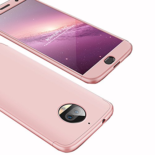 Moto G5S Plus Case, Ranyi [Full Body 3 in 1] [Slim & Thin Fit Tightly] [360 Degree Protection] Premium Hybrid Bumper 3 in 1 Electroplated Hard Case Cover for Motorola Moto G5S Plus (Rose Gold)