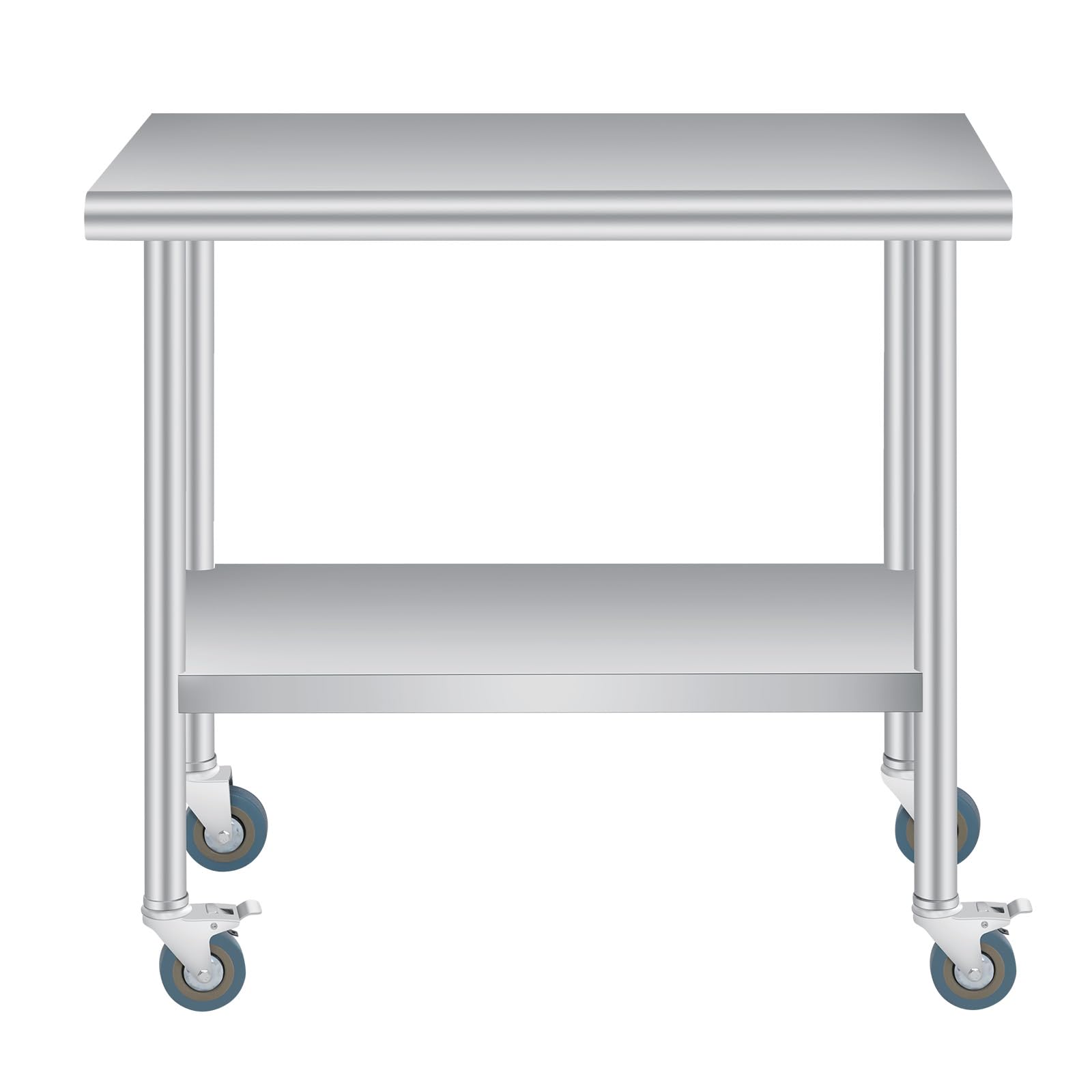 24x36 Inch Commercial Heavy Duty Outdoor Prep Table – Stainless Steel Work Table with Adjustable Undershelf, Backsplash &amp; 4 Casters – Perfect for Restaurant, Patio or Garage – Size: 24x36 Inch