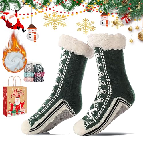 Toselfwith Ultra-thick Cashmere Slipper Home Socks,Toselfwith Slipper Socks,Winter Indoor Non Slip Fluffy Thermal Cozy Christmas Socks