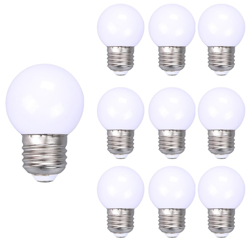 IOEDHW 10 Pack LED G45 Screw Light Bulbs, 9w (60w Equivalent), LED Small Round Bulb Constant Current Household Light Bulb Milky White Transparent G45 LED Lamp For Indoor Home Lighting, Energy Efficien