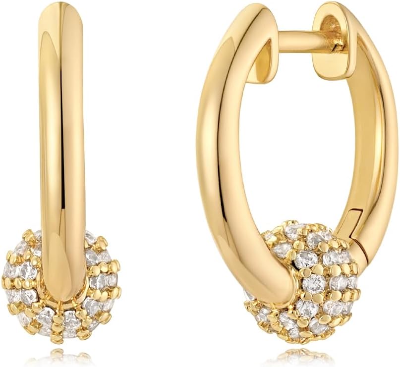 MYEARS Women Earrings Gold Huggie Hoop Ear Stud Cuff 14K Small Simple Hypoallergenic Everyday Jewelry