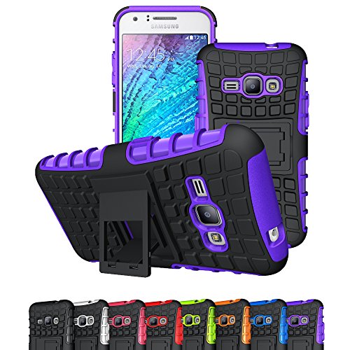Viodolge J1 2016 Case, Amp 2 Case, Express 3 Case, [Shockproof] Hybrid Tough Rugged Dual Layer Protective Case Cover with Kickstand for Samsung Galaxy J1 2016 / Amp 2 / Express 3 Purple
