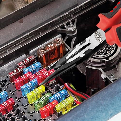 WISEUP Professional Needle Nose Pliers 8-inch Industrial Cr-V Long Nose Pliers with Twice Air-hardening - Image 6