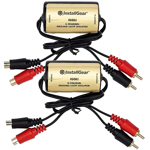 InstallGear Ground Loop Noise Isolator, Amplifier Noise Filter for Car Audio & Home Stereo, Feedback Loop Isolator, Car Stereo Noise Suppressor Reducer Alternator, Ground Loop Isolator (2-Pack)