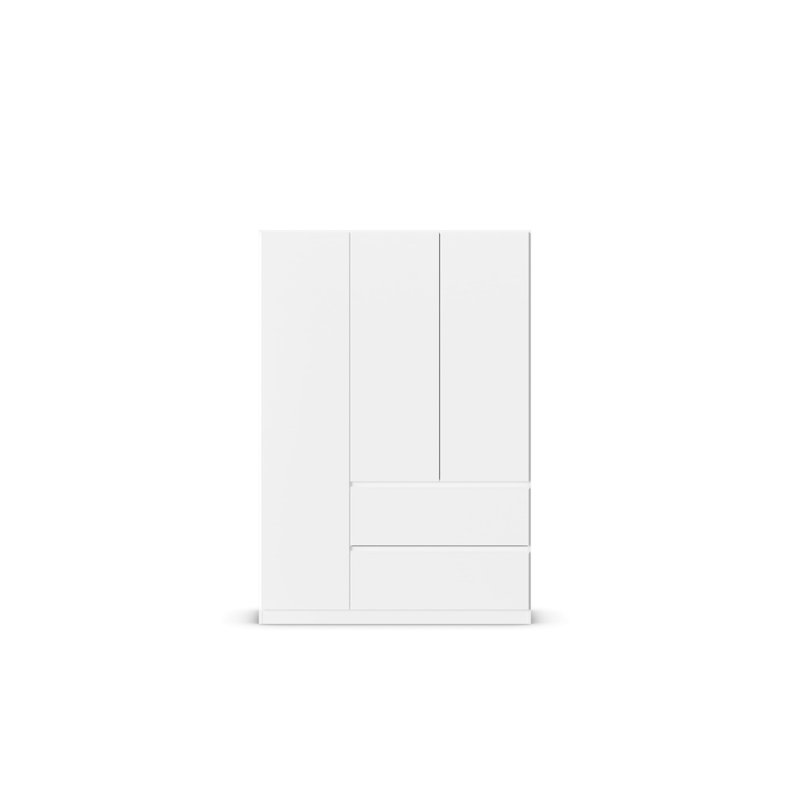 Rauch Möbel Costa, Kleiderschrank für Schlafzimmer, Kinderzimmer, Babyzimmer, Jugendzimmer, Flur, Garderobe 3-türig, 2 Schubladen, Push-to-Open, Farbe Weiß, Breite 136 cm