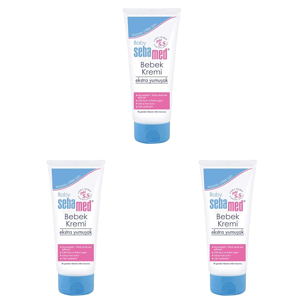 Sebamed Baby Hassas Ciltler Pantenol İçerikli Cilt Kuruluğuna Karşı Etkili Ekstra Yumuşak Bebek Kremi 200 ml (3 paketi)