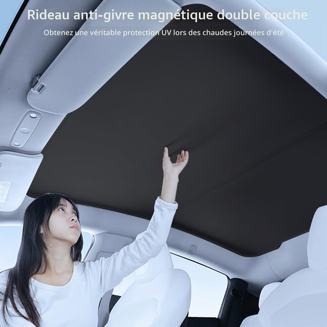 Arcoche Pare-Soleil pour Tesla Model Y 2025 2026 Juniper Isolation Thermique et Protection UV Accessoires de Pare-Soleil de Toit en Verre
