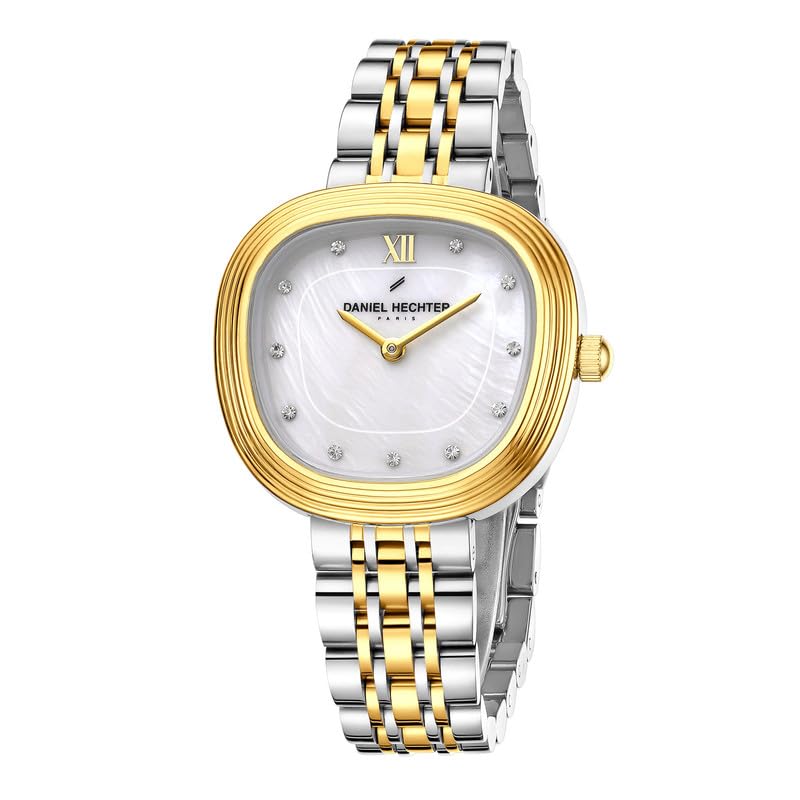 Image of Daniel Hechter Paris Collection Analog Watch for Women with Cushion Dial, Crystal Hour Markers, Roman Numeral at 12 o'Clock and Stainless Steel Strap - DHW2030