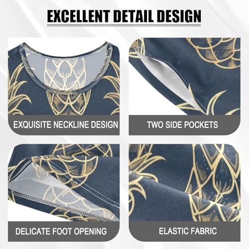 Pineapple in Black Background Kids Pjs Set Boys Girls Summer Short-Sleeve Sleepwear Pajamas 2PCS4