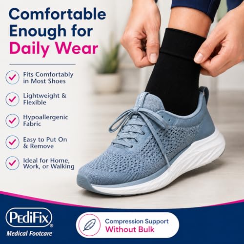 Image of Pedifix Compression Ankle Sleeve for Foot and Ankle Support, Black, Medium
