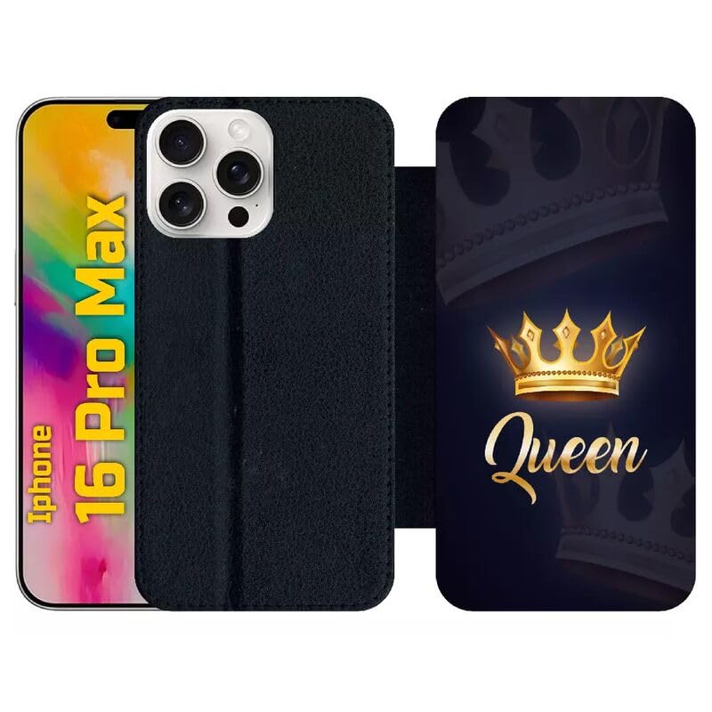 Étui rabat iPhone 16 Pro Max simili-cuir noir protection intégrale clapet