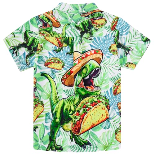Image of uideazone Boys Hawaiian Shirts Novelty Printed Funky Short Sleeve Button Down Shirt Kids Aloha Luau Shirt 7-14T
