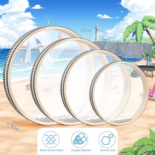 Wave Bead Ocean Drum,4 Pcs 12 10 8 6 Inch Sea Sound Hand