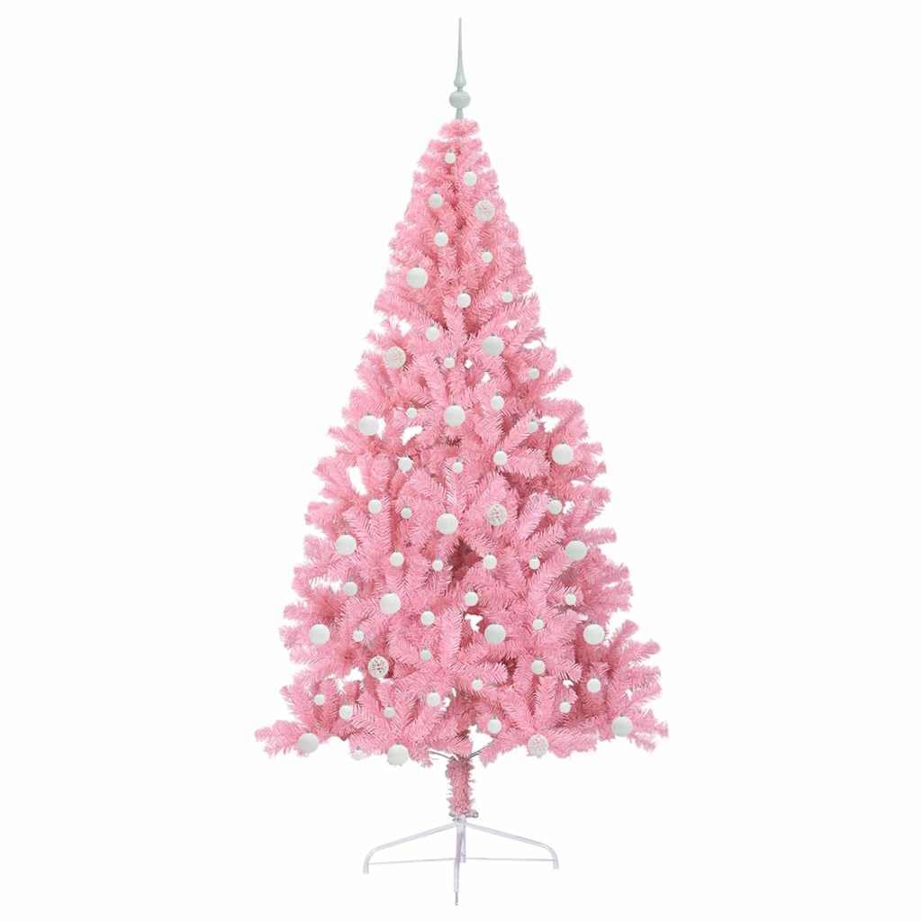 Sztuczna podświetlana choinka różowa 240 cm, PCW, z 300 diodami LED o ciepłej białej barwie, 8 trybów, zasilanie USB, do użytku wewnątrz i na zewnątrz, trwała, świąteczna