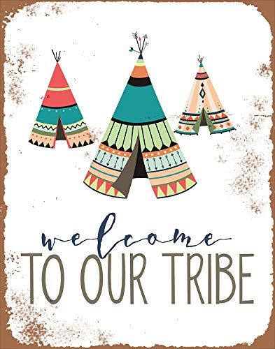 Welcome to Our Tribe Metal Tin Sign Deco,Home Bar Cafe Decoration 16x12 In