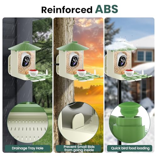 Image of SOLIOM Smart Bird Feeder with Camera with Solar Panel - 2K HD Live View, AI Bird Identifier, Birds Arrival Alerts, DIY Birdseed Add-on, 2.4G WiFi- Wireless Outdoor Gift for Birdlovers