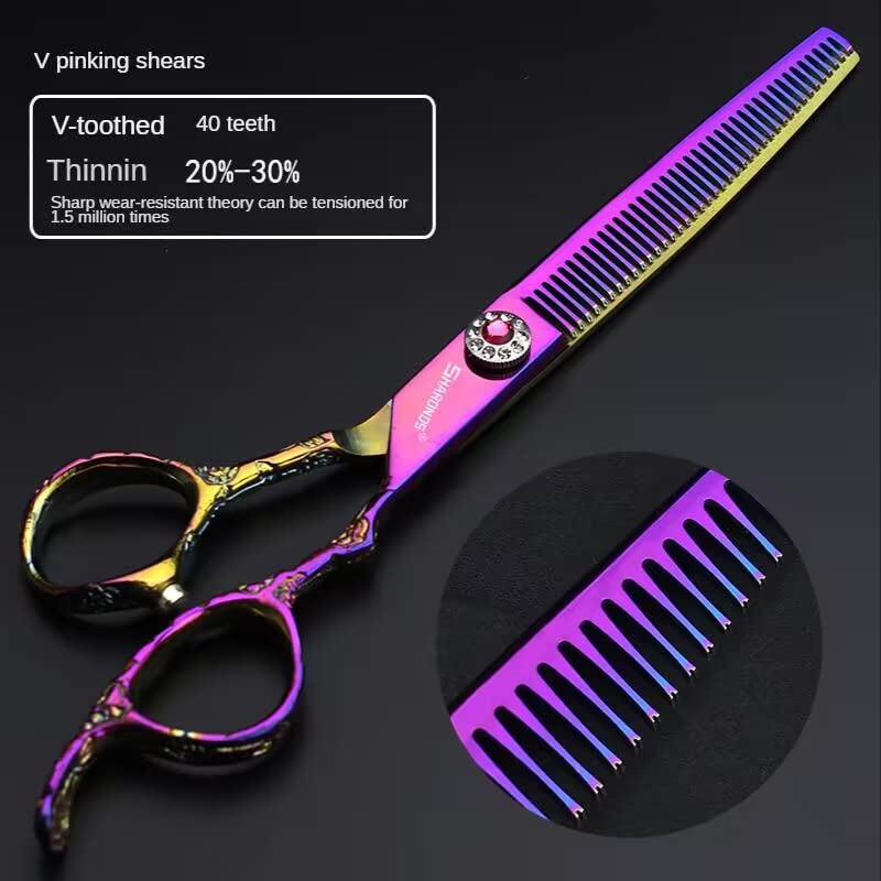6/7-Zoll-Profi-Friseurschere Haarschnitt Rosenmuster Friseurschere Styling-Werkzeuge Japanisches Edelstahl-Scheren-Set (7-Zoll-2pc-A)