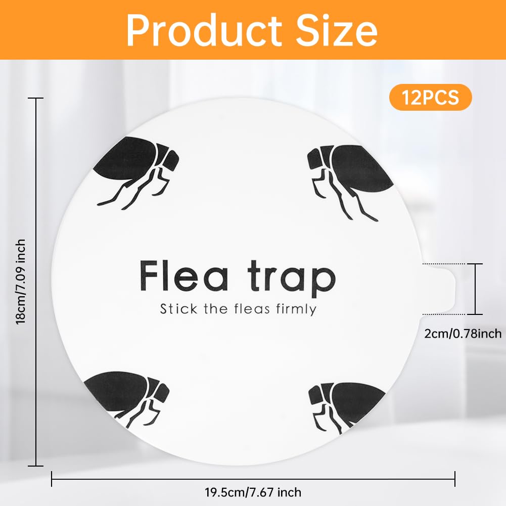 Flintronic 12PCS Trampa para Pulgas Rellenable, Pegatinas Desechables para Pulgas, Adhesivo para Pulgas, Asesino de Pulgas, Trampas Adhesivas para Mascotas, Discos pegajosos Reemplazos