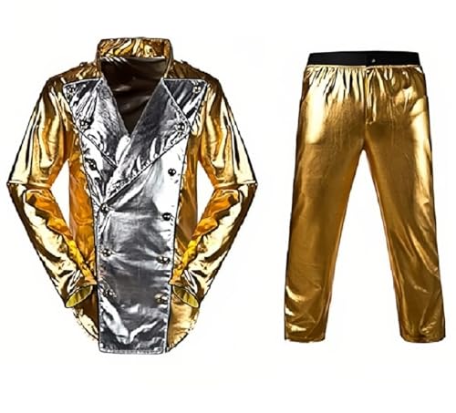 ZBH1985 Michael J Herren Jungen Kostüm World Germany Tour Gold History Jacke mit Hose Gold Herren M