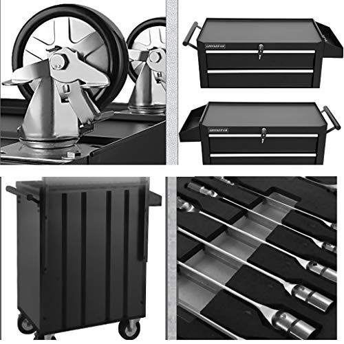 Wilk Werkstattwagen, Abnehmbare Werkzeugkiste 5 Fächer Abnehmbarer Metallorganisator mit Abschließbaren Schubladen für Garage und Lager – Bild 5