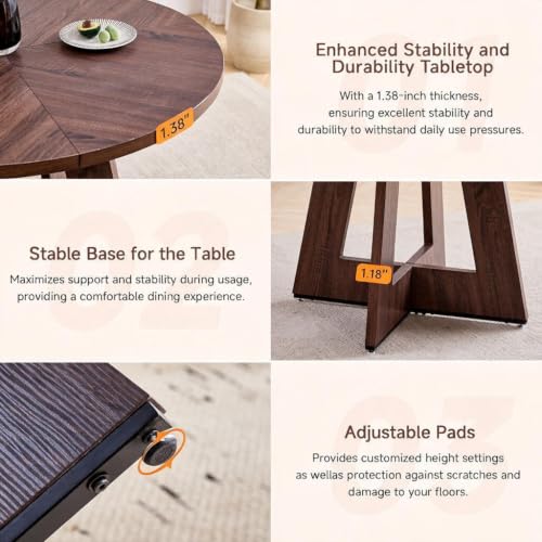 Image of Round Dining Table Set for 4, Kitchen Table and Chairs