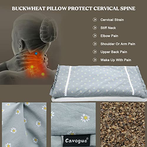 Cavogue Buckwheat Cooling Adjustable Neck Pillows Cervical Side Sleeper Pillow For Neck And Shoulder Pain Relief Sleeping, Lumbar Support Pillow With Zipper Cases (12X23 Inch, Gray) #TOP6