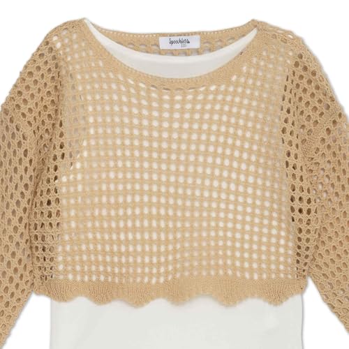 Speechless Baby Girls' 2-Piece Long Sleeve Crochet Sweater with Tank3