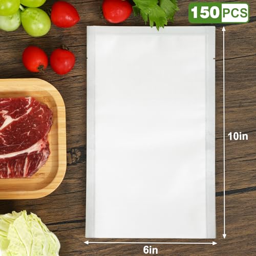 Image of Moretoes 150pcs Vacuum Sealer Bags, Food Saver Bags Pint 6 inch x 10 inch, BPA Free, Pre-cut Commercial Grade Vac Bags for Food Storage, Meal Prep or Sous Vide