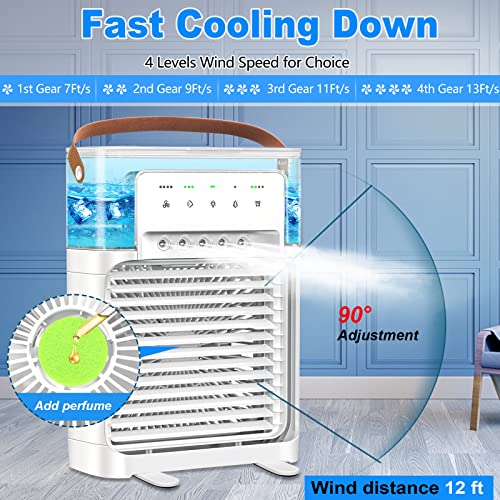 Portable Air Conditioner - Upgraded Portable Ac Personal Quiet Air Cooler With Remote Control,Desktop Misting Fan With Natural Wind Function,2/4/6/8H Timer,4 Speeds For Office,Home,Room,Outdoor(White) #TOP6