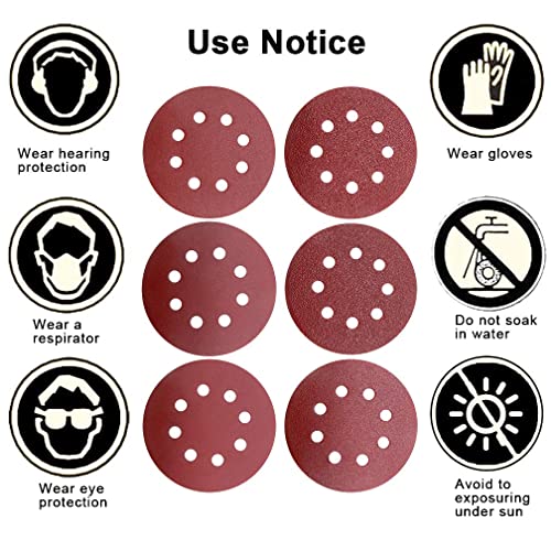 Viaky 80 Pcs 5 Inch 8 Holes Sanding Discs Pads Hook And Loop, Orbital Sander Replacement Pad, Round Sand Paper 40/60/100/120/180/240/320/400 Grits For Power Orbit Sanders #TOP1