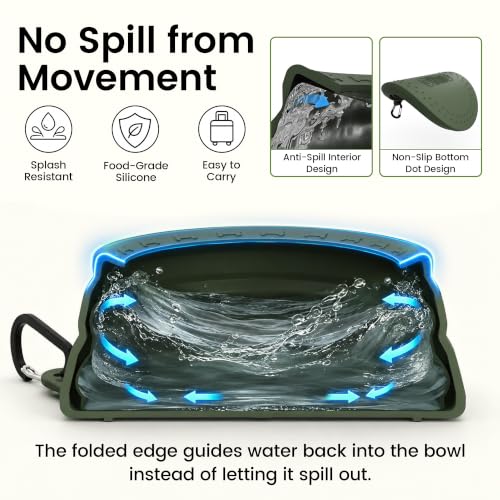 OHMO Spill Proof Collapsible Dog Bowl, 24oz Portable Dog Water Bowl - Image 2