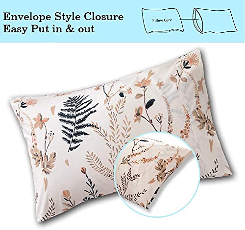 Jsd Blush Pink Floral Print Sheet Set Queen 6 Piece, Soft Botanical Ferns Pattern Microfiber Sheets Deep Pocket #TOP5