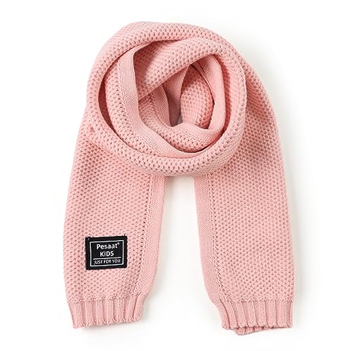 Image of PESAAT Kids Winter Infinity Scarf Knit Cotton Toddler Boy Girls Scarves