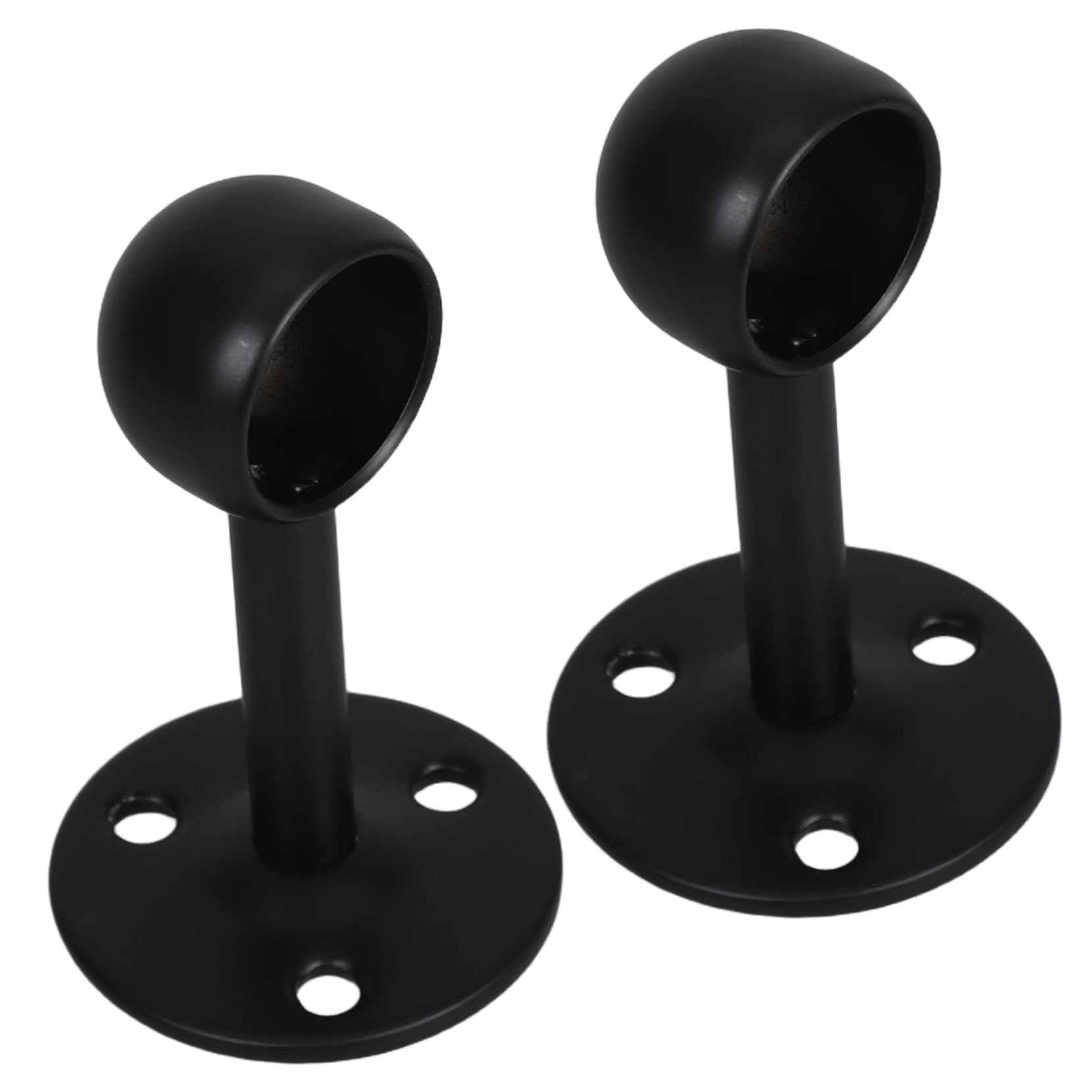 Mikikit 1 Pair Black Flange Rod Holder Stainless Steel Ceiling Mount Bracket for Shower Curtain Wardrobe Support Sleek Design Durable Stable Easy to Install