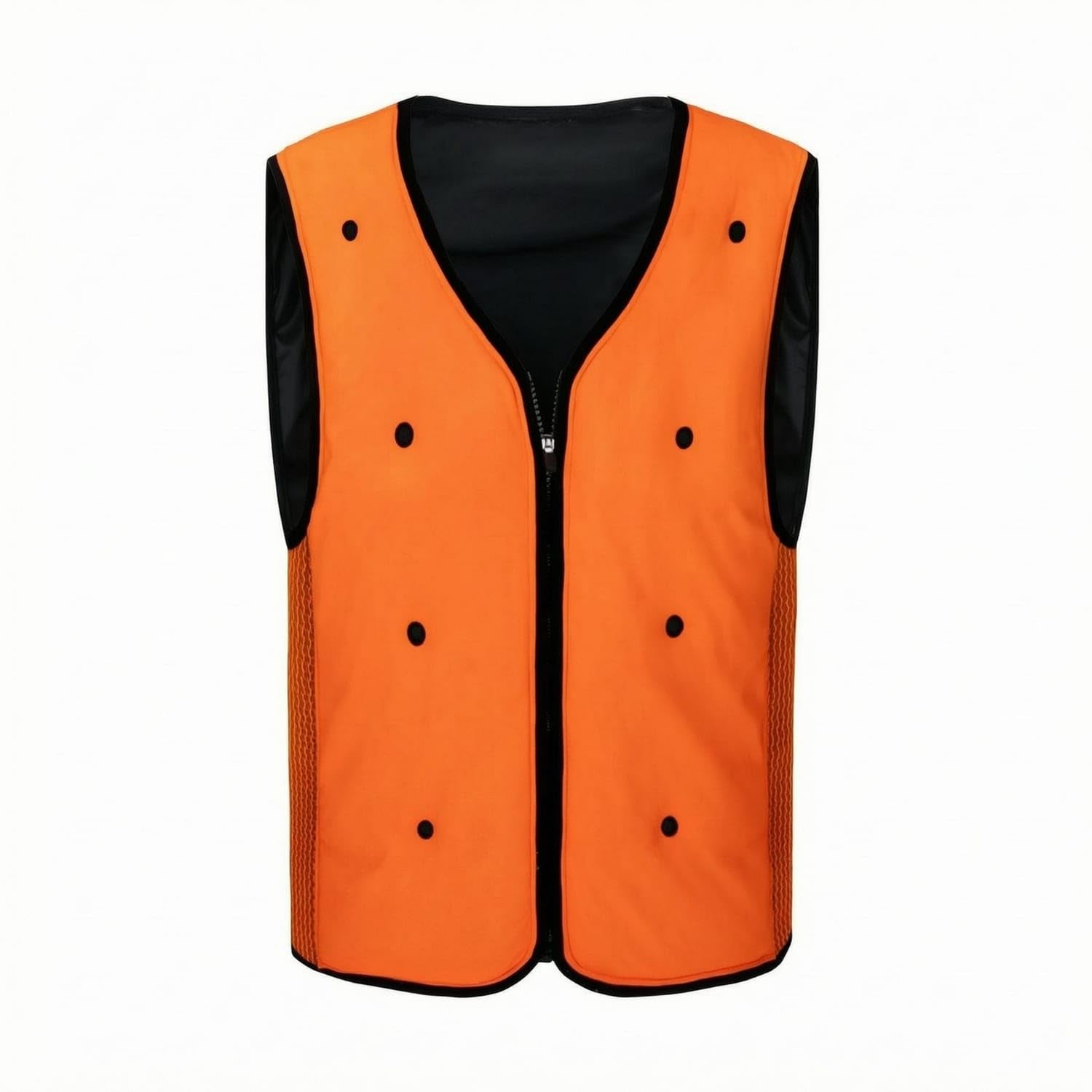 TRENDYNEST Breathable Mesh Cooling Vest Fitted Sleeveless Zip Vest V-Neck Outerwear Black Trim for Outdoor Wear, Workwear, Orange Black, 2XL-picture-48
