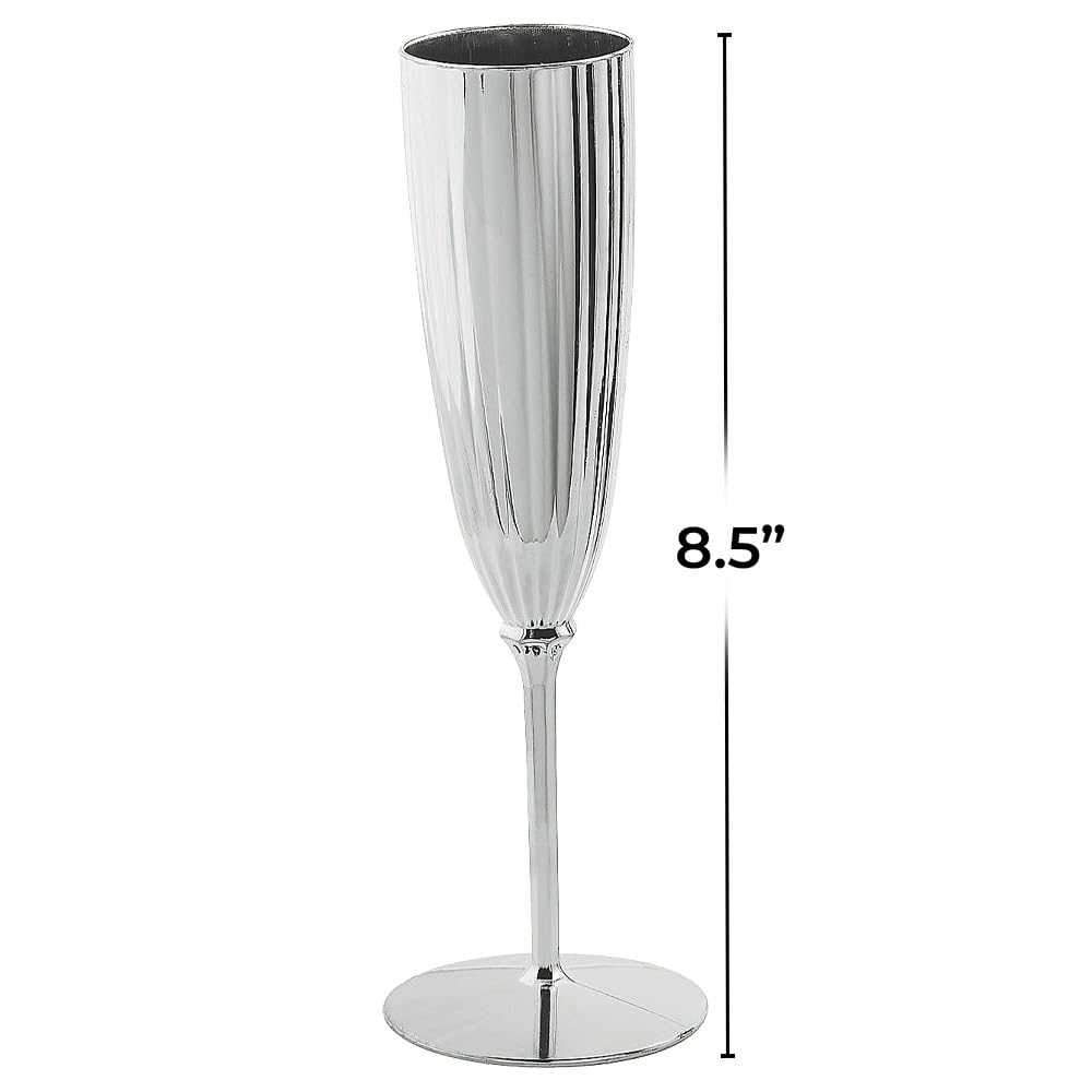 Flauti da champagne in plastica metallizzata argento – forniture per feste – 12 pezzi