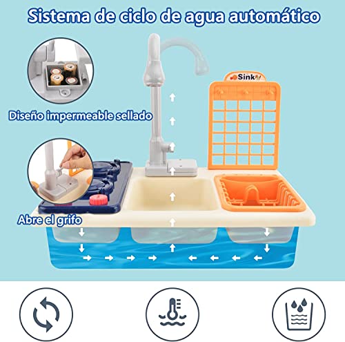 Image of Kitchen Toy for Kids, Kitchen Sink Set with Faucet, Kitchen Toys with Pot and Pan, Imagination Play Kitchen, Toy Kitchen Set, Christmas Gift for Kids 3+ Years