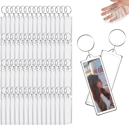Acrylic Photo Keychain Holder Diy Double-Sided Transparent Picture Keyring Bulk Set For 2026 Graduation Souvenirs