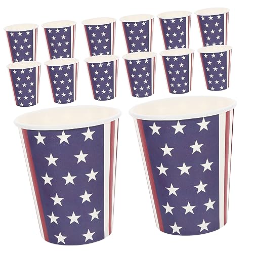 Alipis 24 pièces Gobelets Papier pour Fête Thème Américain Jetables Motifs Drapeau Usa pour Événements à